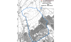 The blue line shows the route of the cycling event being held on Saturday around Glencutchery Road, Ballanard Road and Johnny Watterson's Lane