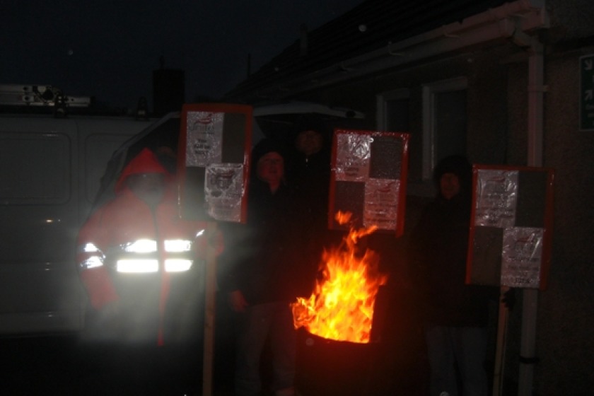The picket line in Port Erin 
