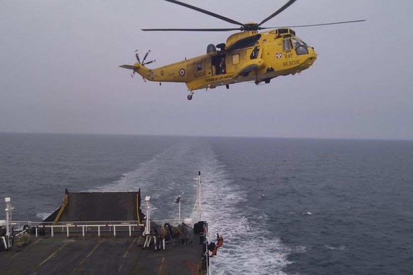 Saturday's helicopter rescue on the Ben My Chree.  Photograph by Nick Coole