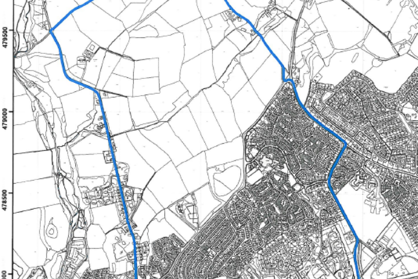 The blue line shows the route of the cycling event being held on Saturday around Glencutchery Road, Ballanard Road and Johnny Watterson's Lane