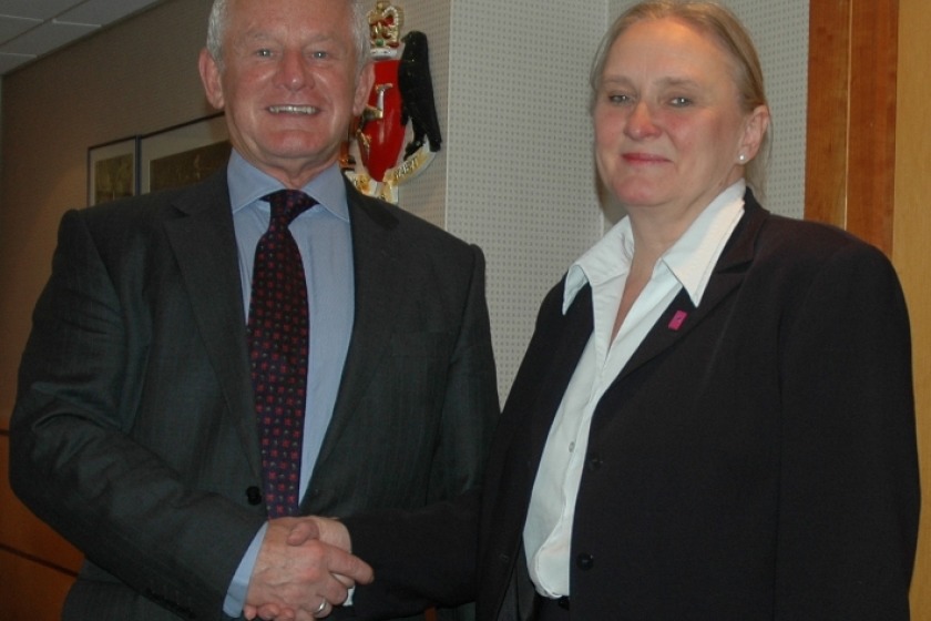 Chief Minister Allan Bell with the Estonian Ambassador
