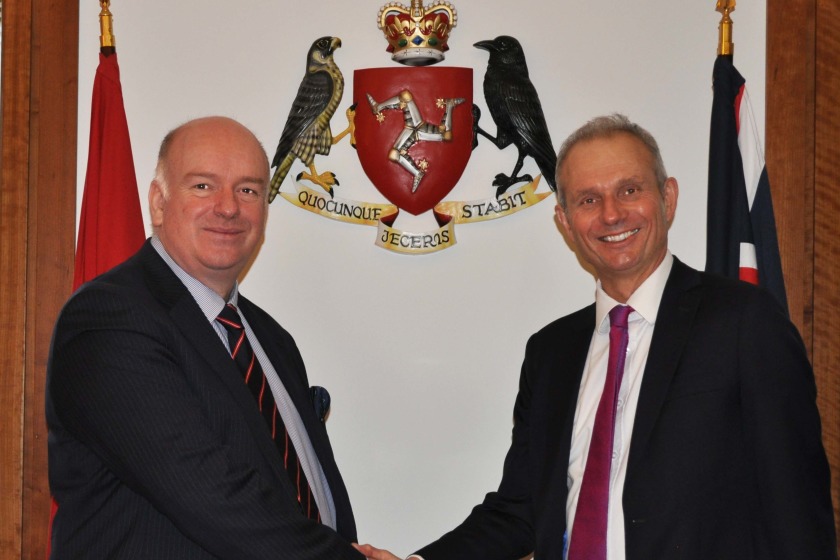 Chief Minister Howard Quayle welcomes the Lord Chancellor
