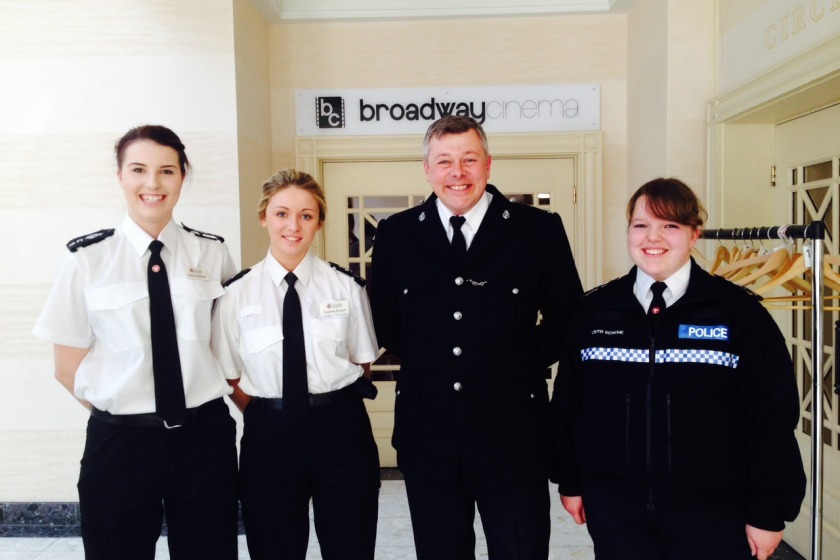 Constable Griffiths with officers and Youth Cadet Aailish Ives