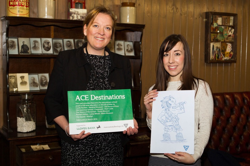 Launch of the 2015 ACE Card pictured - Lucy Felton, Business Development Manager at project sponsors Lloyds Bank, and Jade Foster, Marketing Executive at the Manx National Heritage.