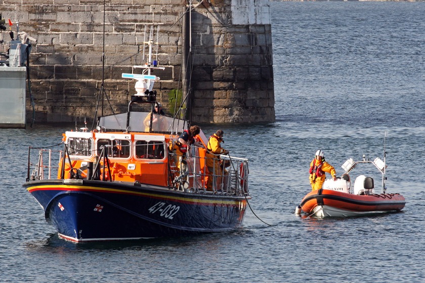 Douglas Lifeboat towed the RIB back to the harbour (picture courtesy of RNLI/Michael Howland)
