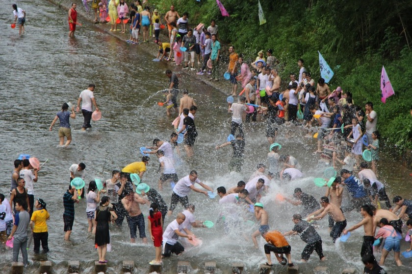 Traditional Songkran festival of water celebrations