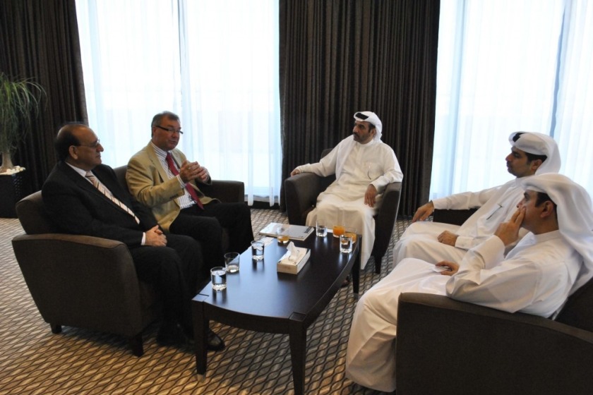 Left to right, Dr Monsour Malik, Colin Kniveton, Deputy Director General khalid Al Kasim, CEO of the Dubai Investment Office, Mr Fahad Al Gergawi and Director General Samil Dhaen Al Qamzi.