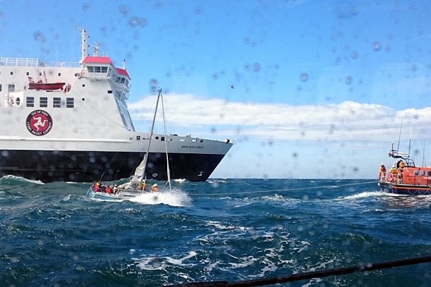 The Ben-my-Chree at the scene of the rescue (photo from Tony Radcliffe RNLI)