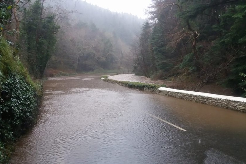 Black Dub between Ballacraine and Glen Helen is flooded.