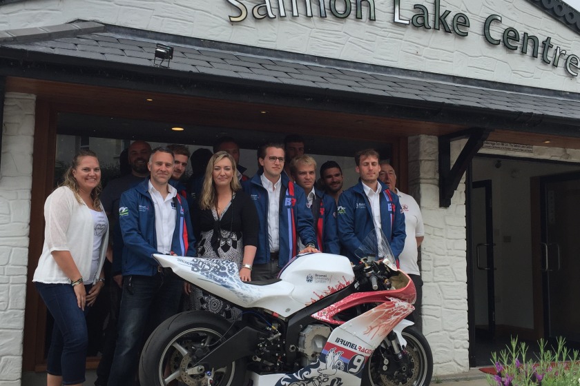 The Brunel University TT Zero team visiting the Salmon Lake Centre in Laxey.