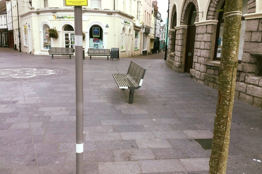 Reflective strips have been added to street furniture in Market Square to help those with visual impairments (picture from Jason Moorhouse)