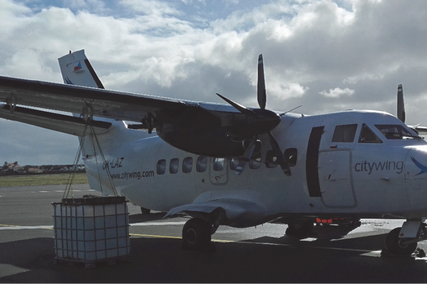 The aircraft had to be tied down until winds subsided after landing at Ronaldsway in February last year.