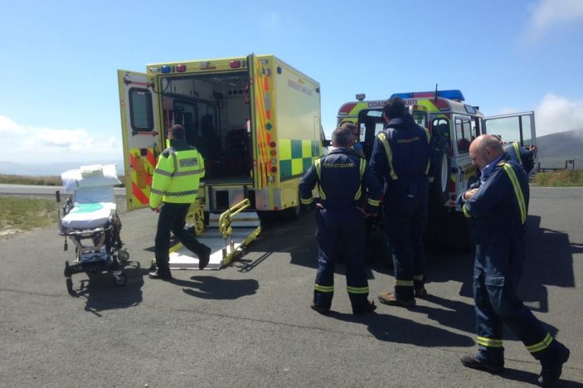 The coastguard helped transport the motorcyclist from the track to an ambulance