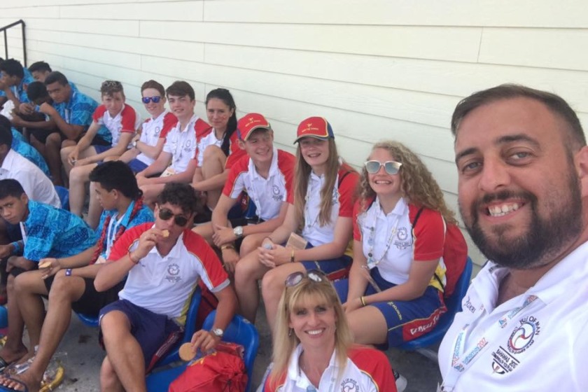 The Isle of Man Commonwealth Youth Games team ahead of the event's closing ceremony.