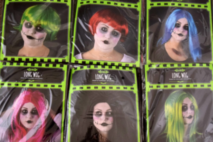 Examples of the wigs recalled by Dealz