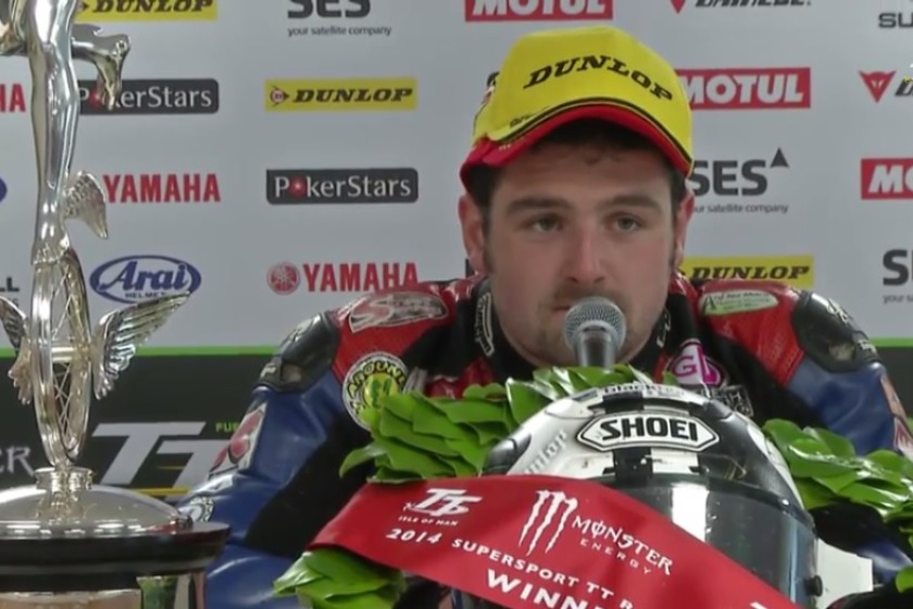Michael Dunlop speaking after his win
