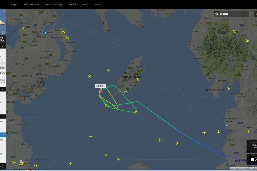 Easyjet's Gatwick flight and others circle overhead during the delay