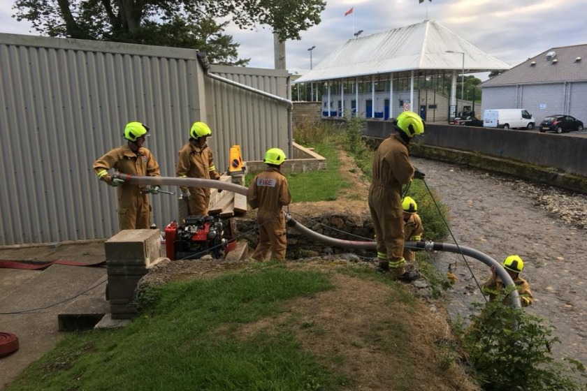 Crews from Douglas had to pump water from the river for their wet drills.