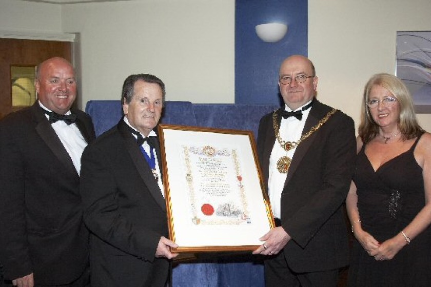 Geroge Chatel (second from left) receiving the Freedom of Douglas in 2007