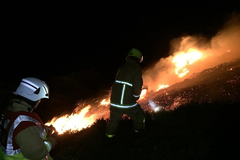 Fire crews spent six hours tackling the fire on Sunday before returning to damp down hot spots on Monday.