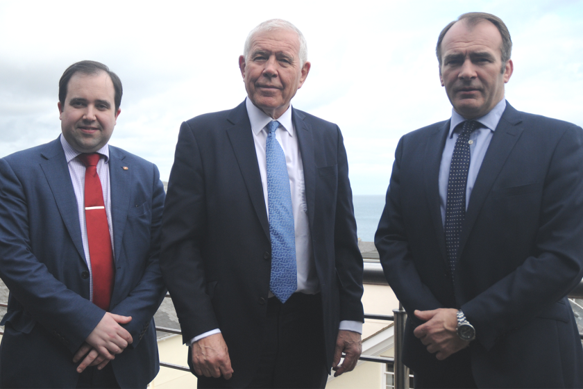 Health Minister David Ashford, Sir Jonathan Michael and Treasury Minister Alfred Cannan