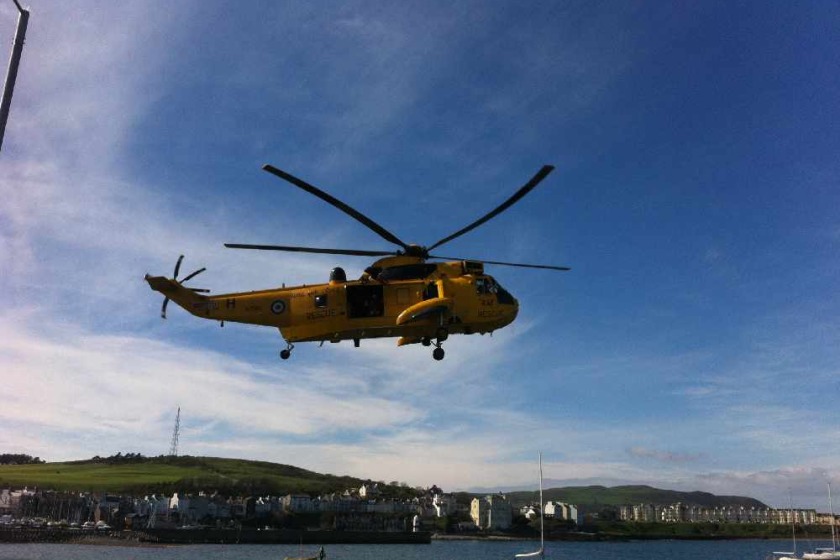 The Sea King helicopter in Port St Mary
