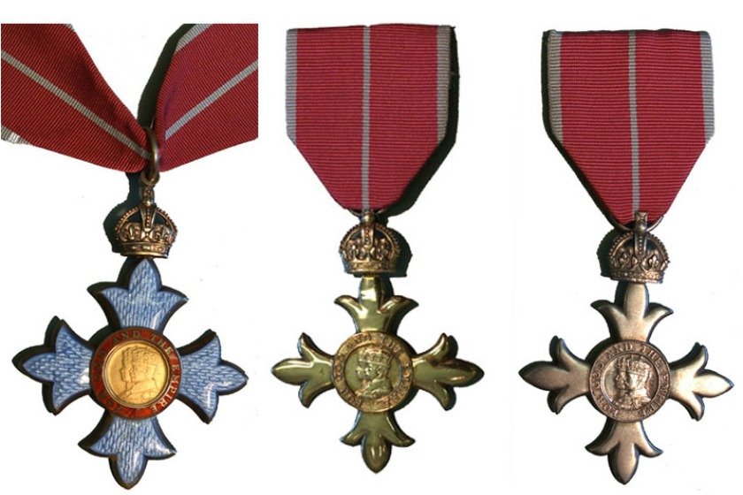 A CBE, OBE and MBE medal