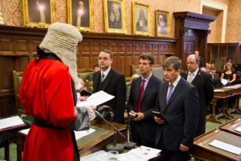 MHKs being sworn in after the 2011 General Election.