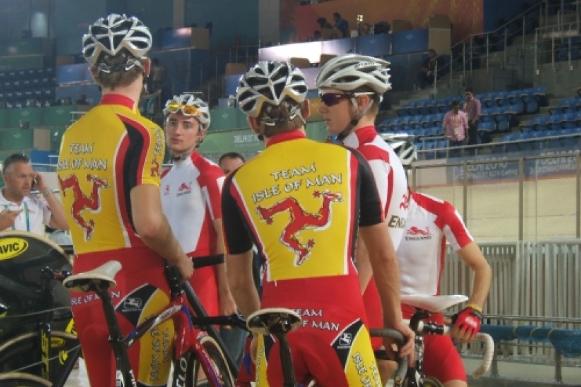 The Isle of Man track cycling team in Delhi