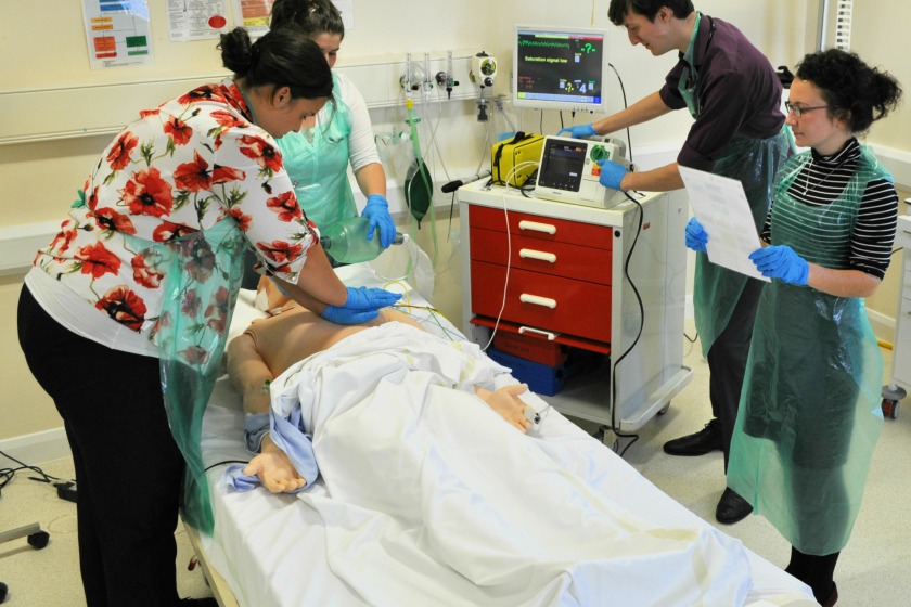Junior doctors using the SimMan 3G patient simulator