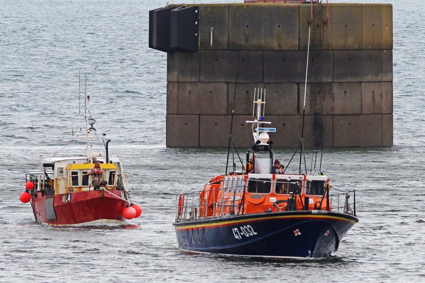 Douglas lifeboat tows the fishing vessel back to safety (photo courtesy of RNLI/Michael Howland)