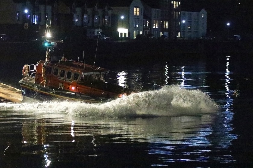 Douglas lifeboat launches to search for the source of the flare (photo from RNLI/Michael Howland)