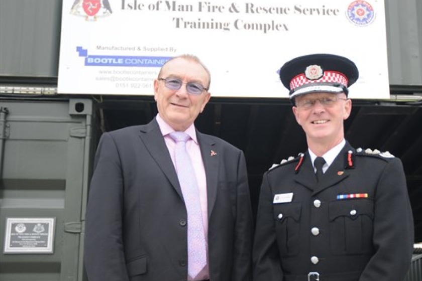 Home Affairs Minister Bill Malarkey and Chief Fire Officer Kevin Groom at the new facility.