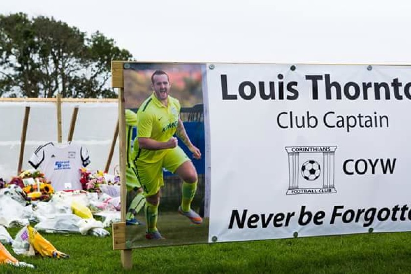Tributes were paid to Louis Thornton at Corinthians' home pitch following his death in September.