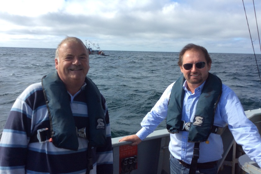 DEFA political member Martyn Perkins and Minister Geoffrey Boot spent the day on board the fisheries' protection vessel.
