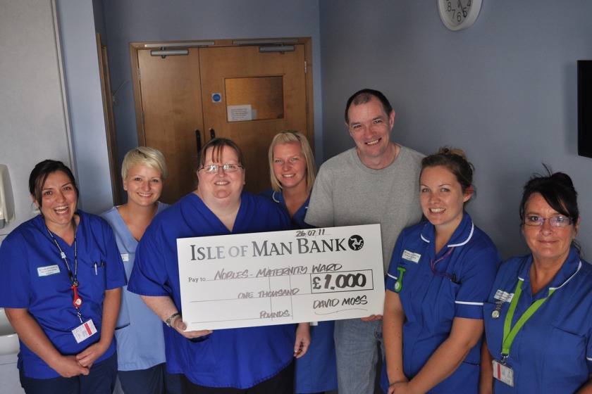Left to right: Midwife Kelly-Ann Shaw, Midwifery Assistant Maja Ignasak, Inpatient Service Manager Jane Gray, Midwife Joanne Corcoran, Fundraiser David Moss and Midwives Esther Watson and Carol Fairbrother