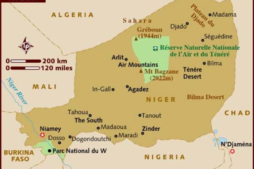 Map of Niger (from lonelyplanet.com)