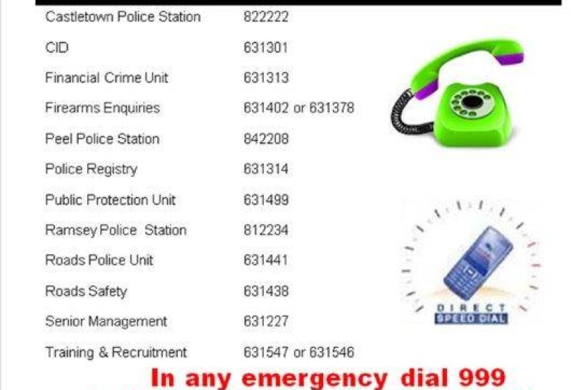 The 10 numbers most requested by callers at Police Headquarters.