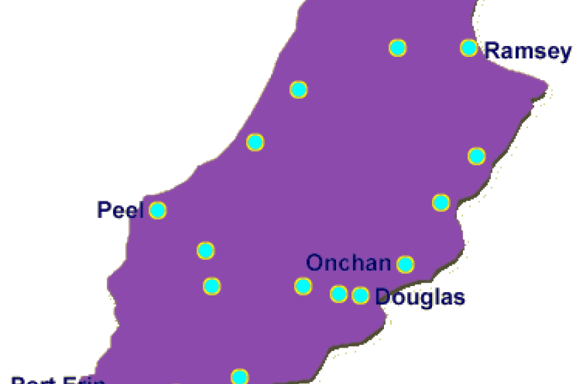 The DEC's map, showing locations of the Island's schools