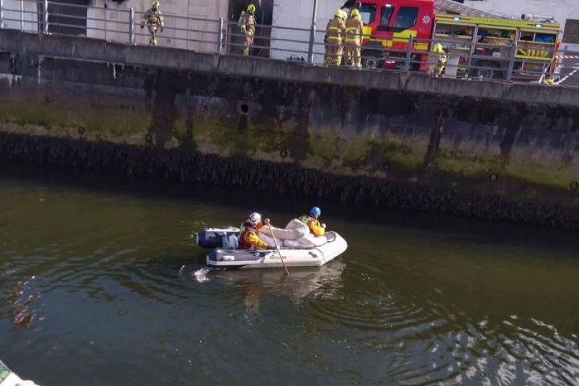 Douglas Coastguards deployed oil pollution booms while the Fire Service dealt with the incident