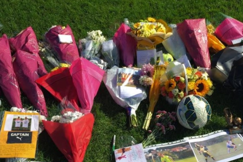 Flowers, tributes and messages and have left at Corinthians' pitch