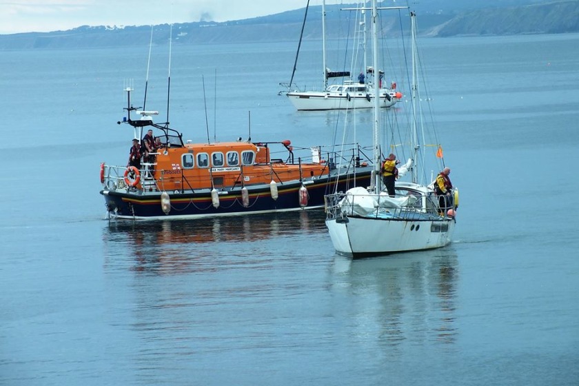Peel lifeboat crew were called out after the yacht run aground.